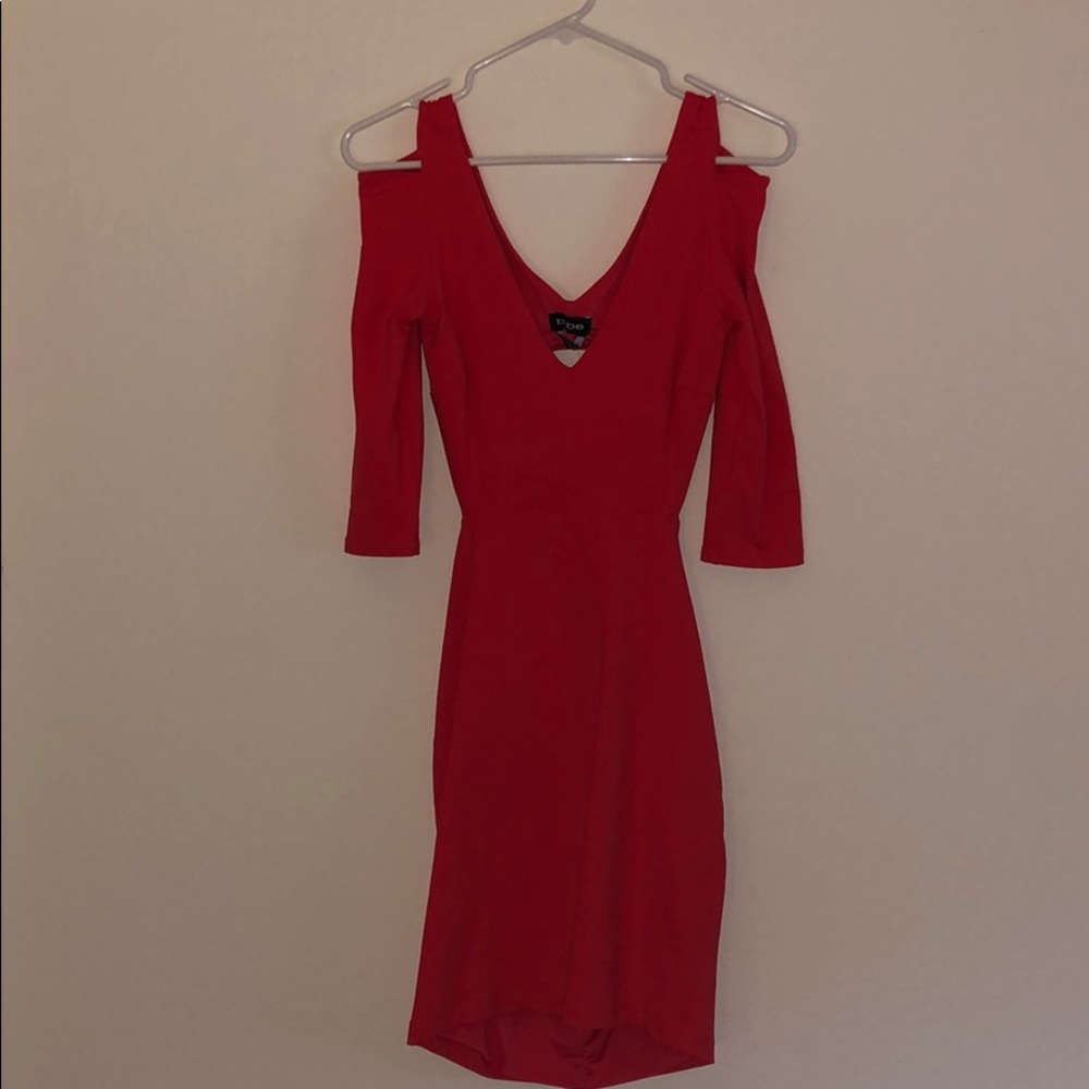 Red bebe cutout dress